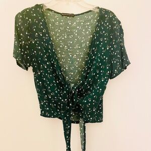 Brandy Melville Teal Floral Wrap Top